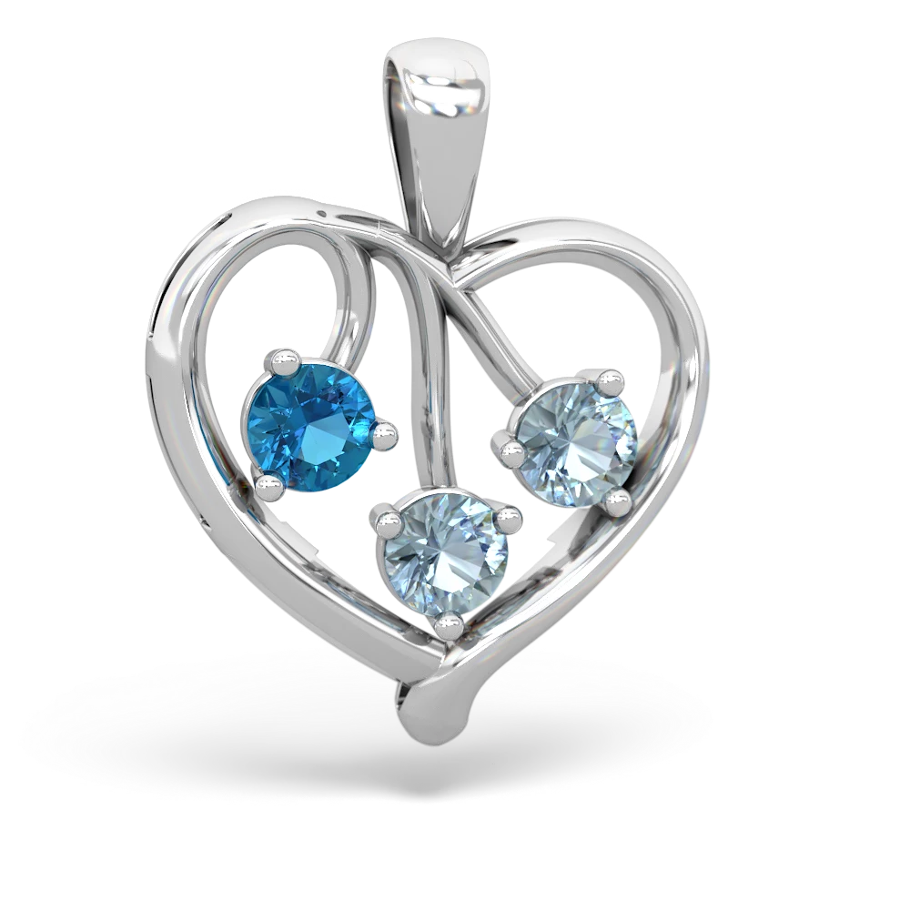 London Topaz Glowing Heart 14K White Gold pendant P2233