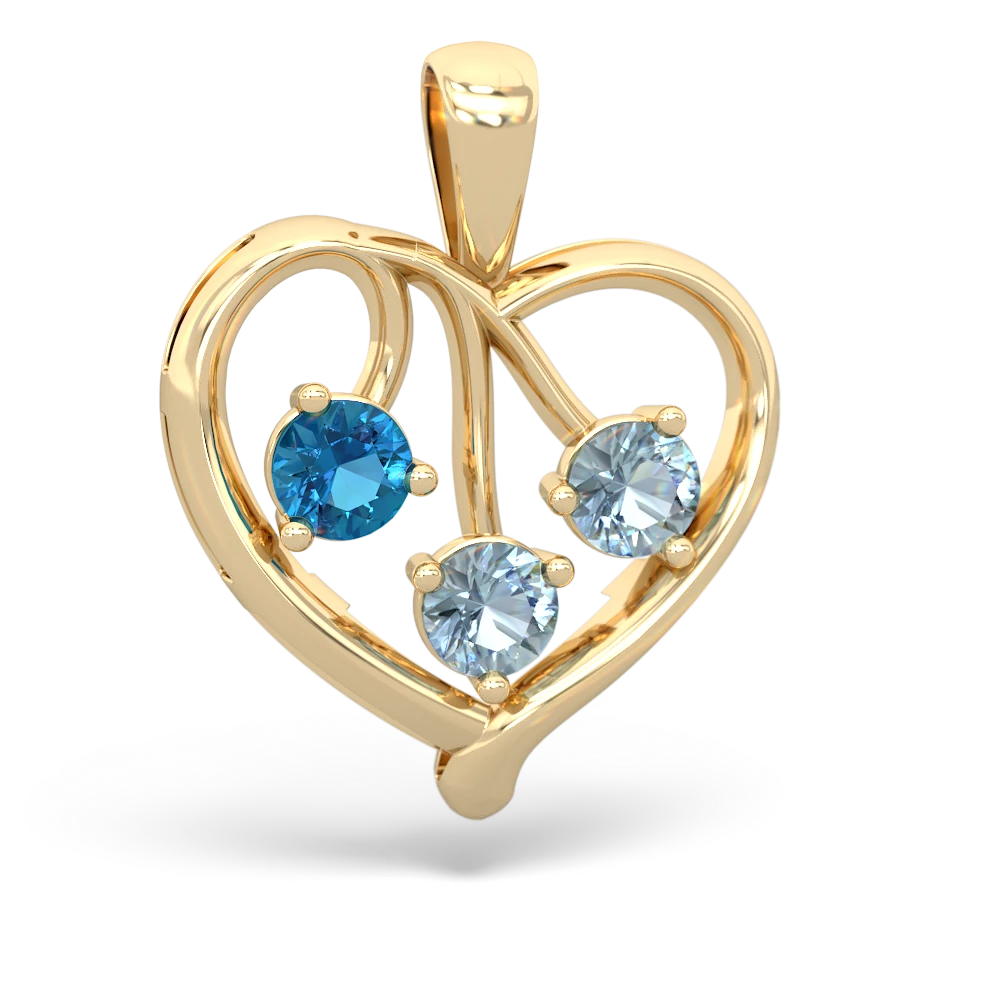 London Topaz Glowing Heart 14K Yellow Gold pendant P2233