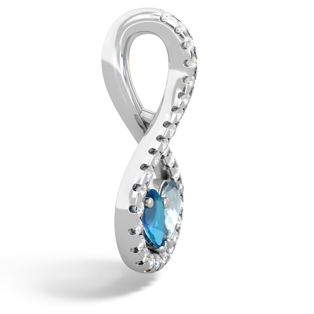 London Topaz Pave Twist 'One Heart' 14K White Gold pendant P5360