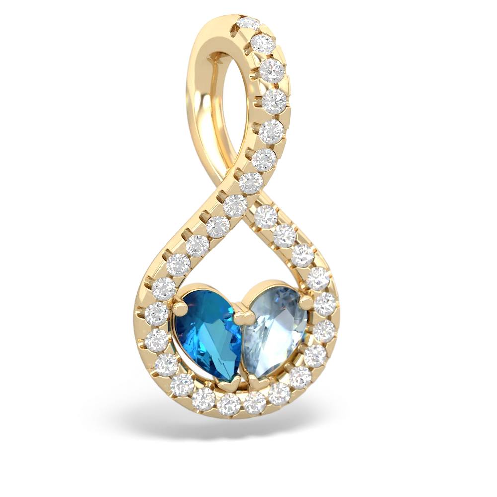 London Topaz Pave Twist 'One Heart' 14K Yellow Gold pendant P5360