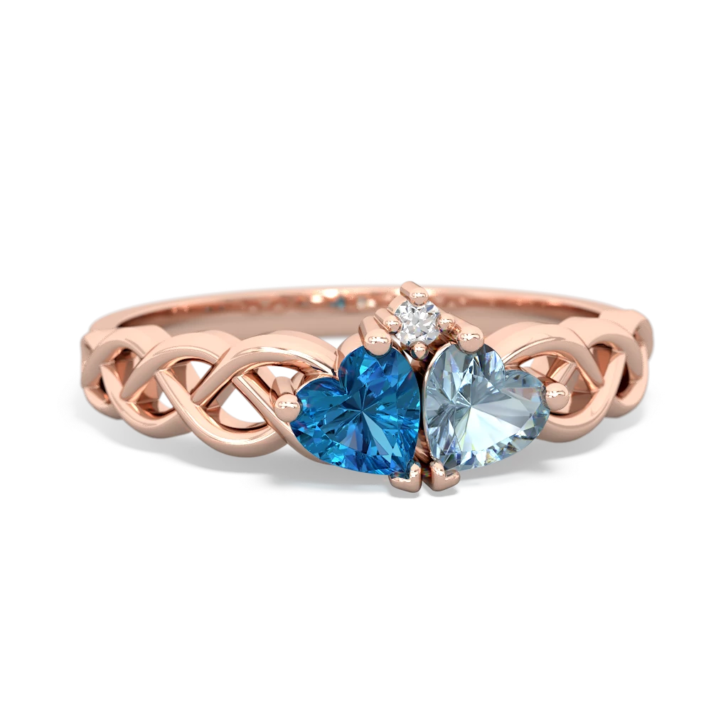 London Topaz Heart To Heart Braid 14K Rose Gold ring R5870