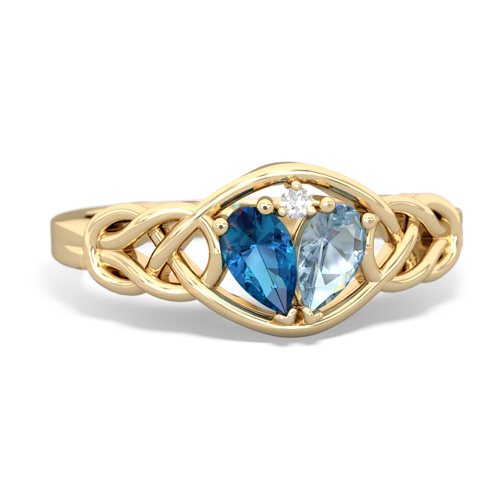 London Topaz Celtic Love Knot 14K Yellow Gold ring R5420