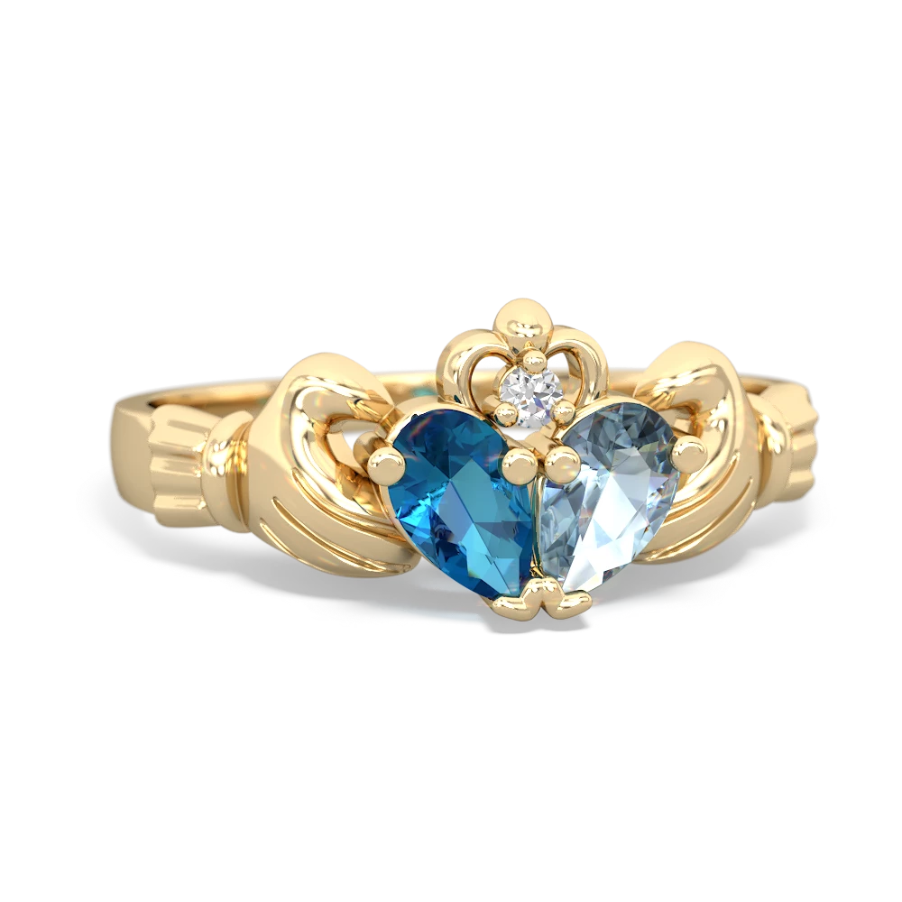 London Topaz 'Our Heart' Claddagh 14K Yellow Gold ring R2388