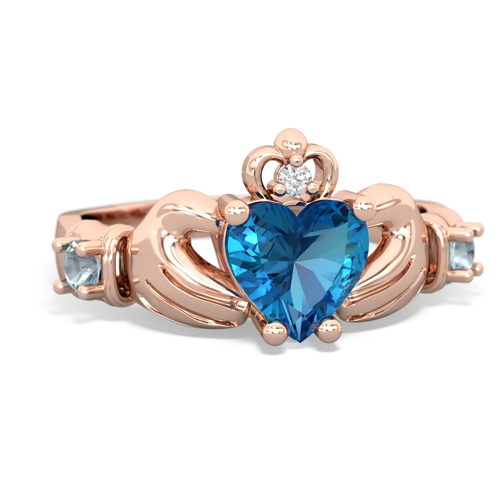 London Topaz Claddagh Keepsake 14K Rose Gold ring R5245