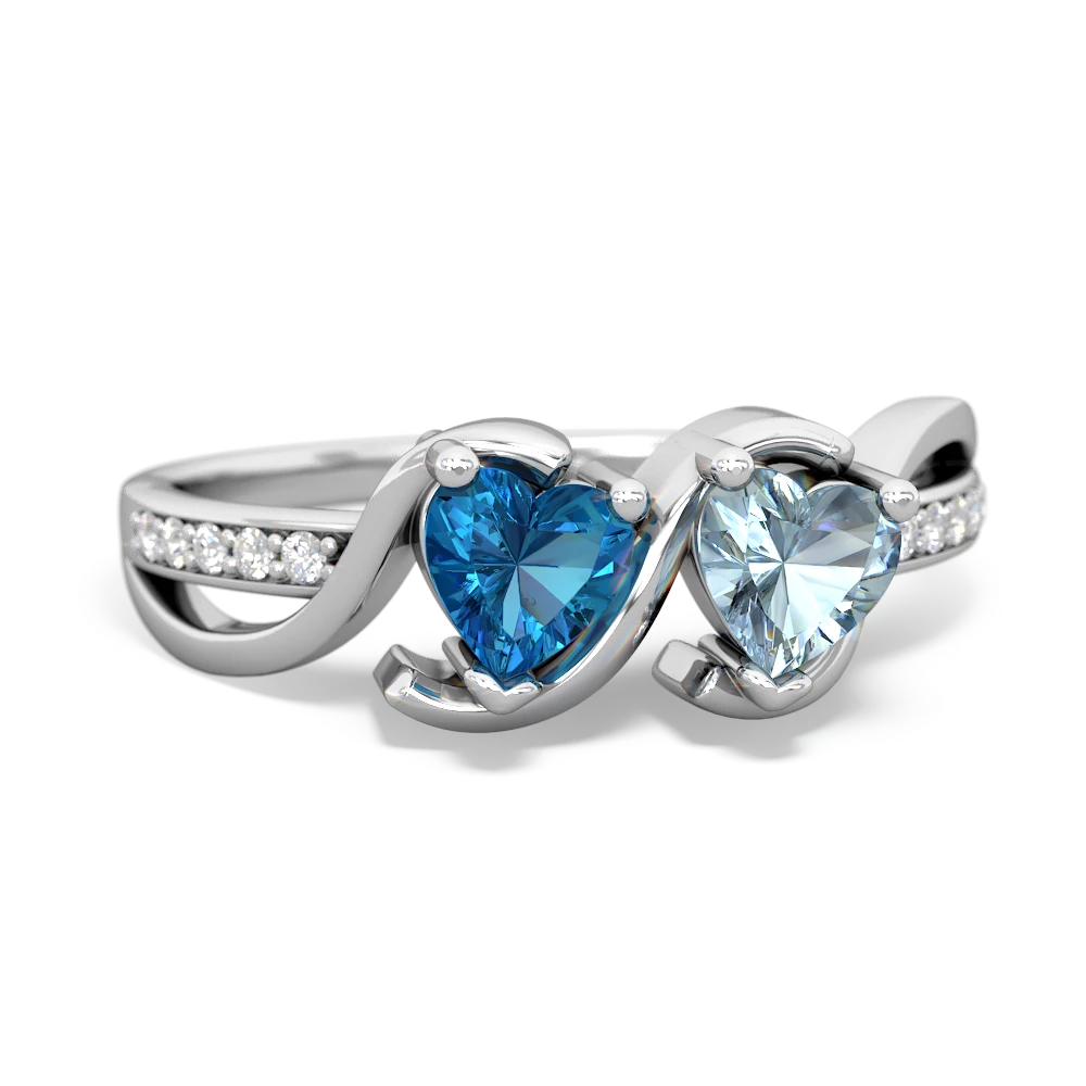 London Topaz Side By Side 14K White Gold ring R3090