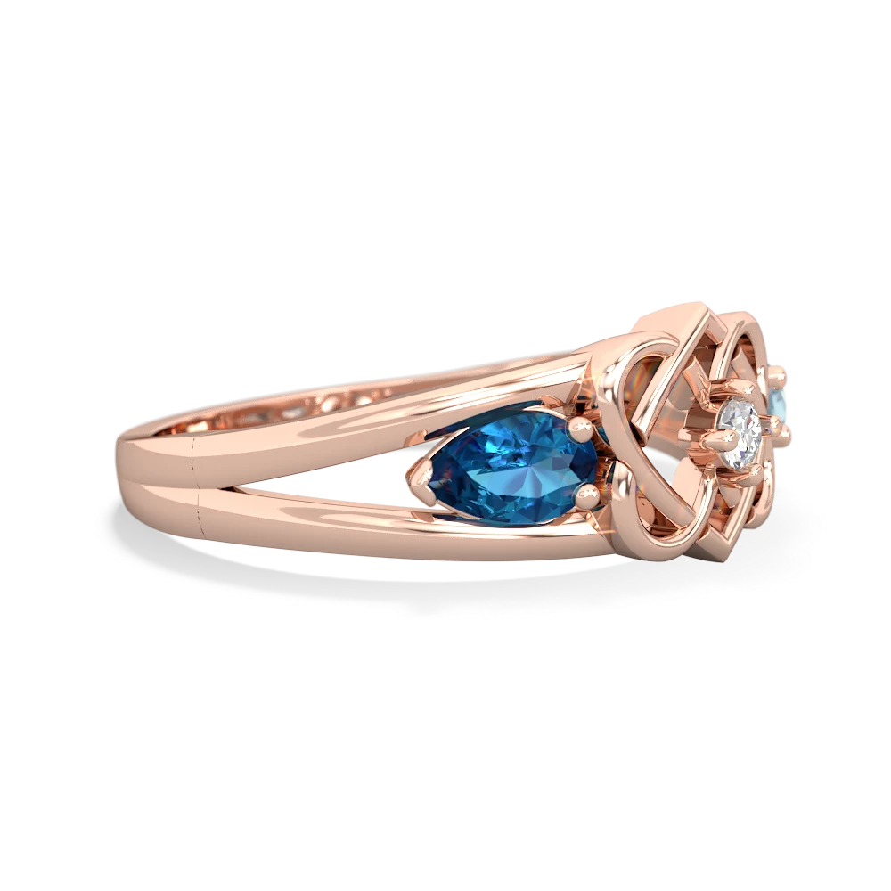 London Topaz Hearts Intertwined 14K Rose Gold ring R5880