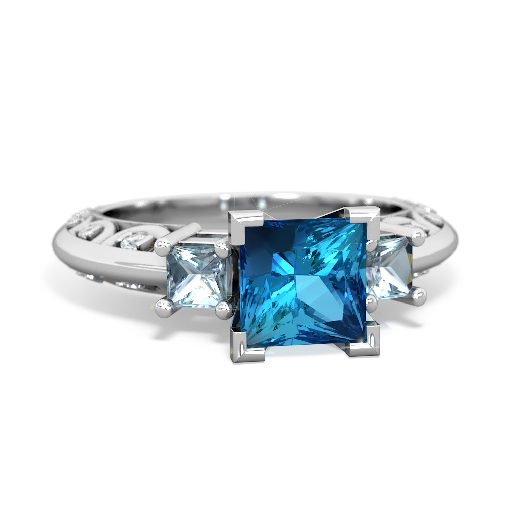 London Topaz Eternal Embrace Engagement 14K White Gold ring C2001