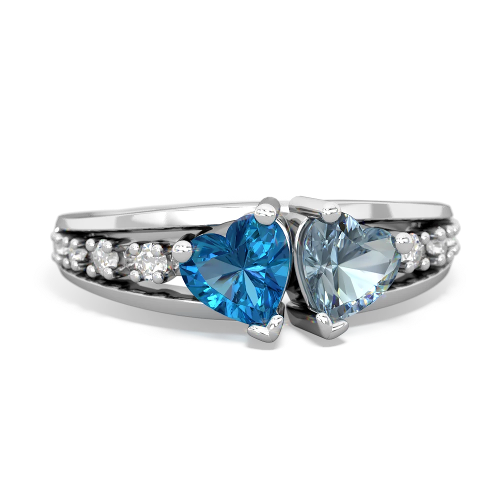 London Topaz Heart To Heart 14K White Gold ring R3342