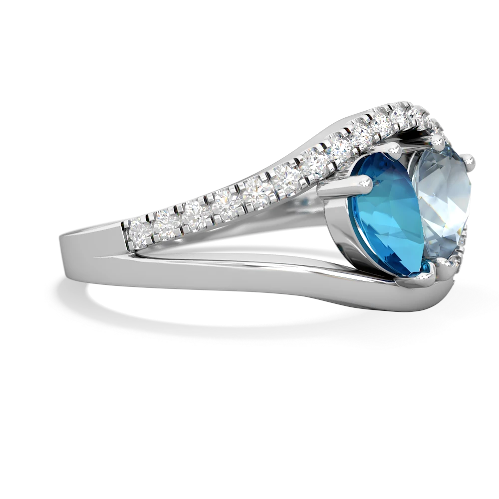 London Topaz Nestled Heart Keepsake 14K White Gold ring R5650