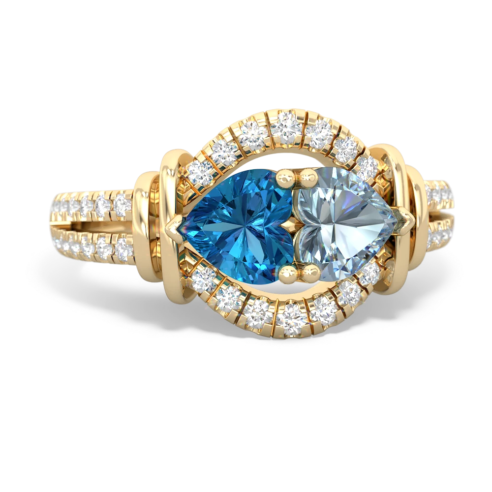 London Topaz Art-Deco Keepsake 14K Yellow Gold ring R5630