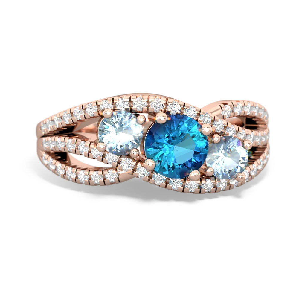 London Topaz Three Stone Aurora 14K Rose Gold ring R3080