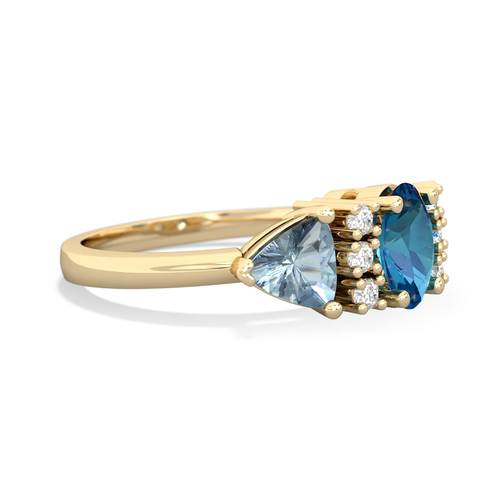 London Topaz Antique Style Three Stone 14K Yellow Gold ring R2186