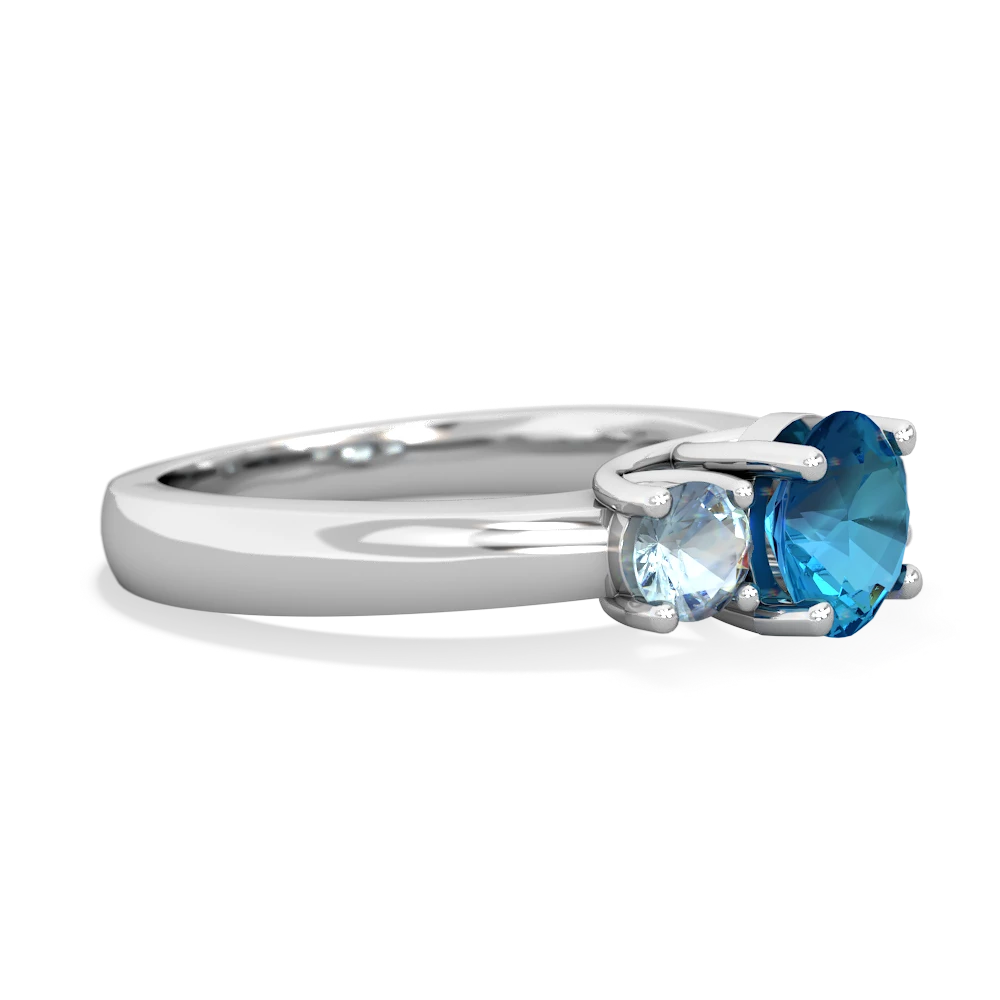 London Topaz Three Stone Round Trellis 14K White Gold ring R4018