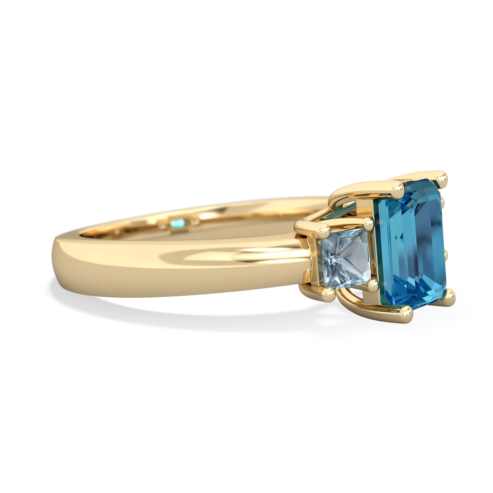 London Topaz Three Stone Emerald-Cut Trellis 14K Yellow Gold ring R4021