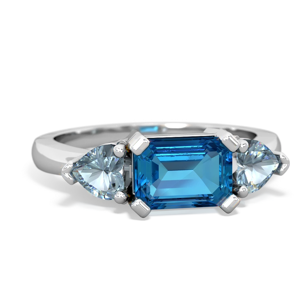 London Topaz Three Stone 14K White Gold ring R5235