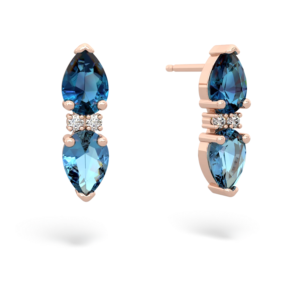 London Topaz Bowtie Drop 14K Rose Gold earrings E0865