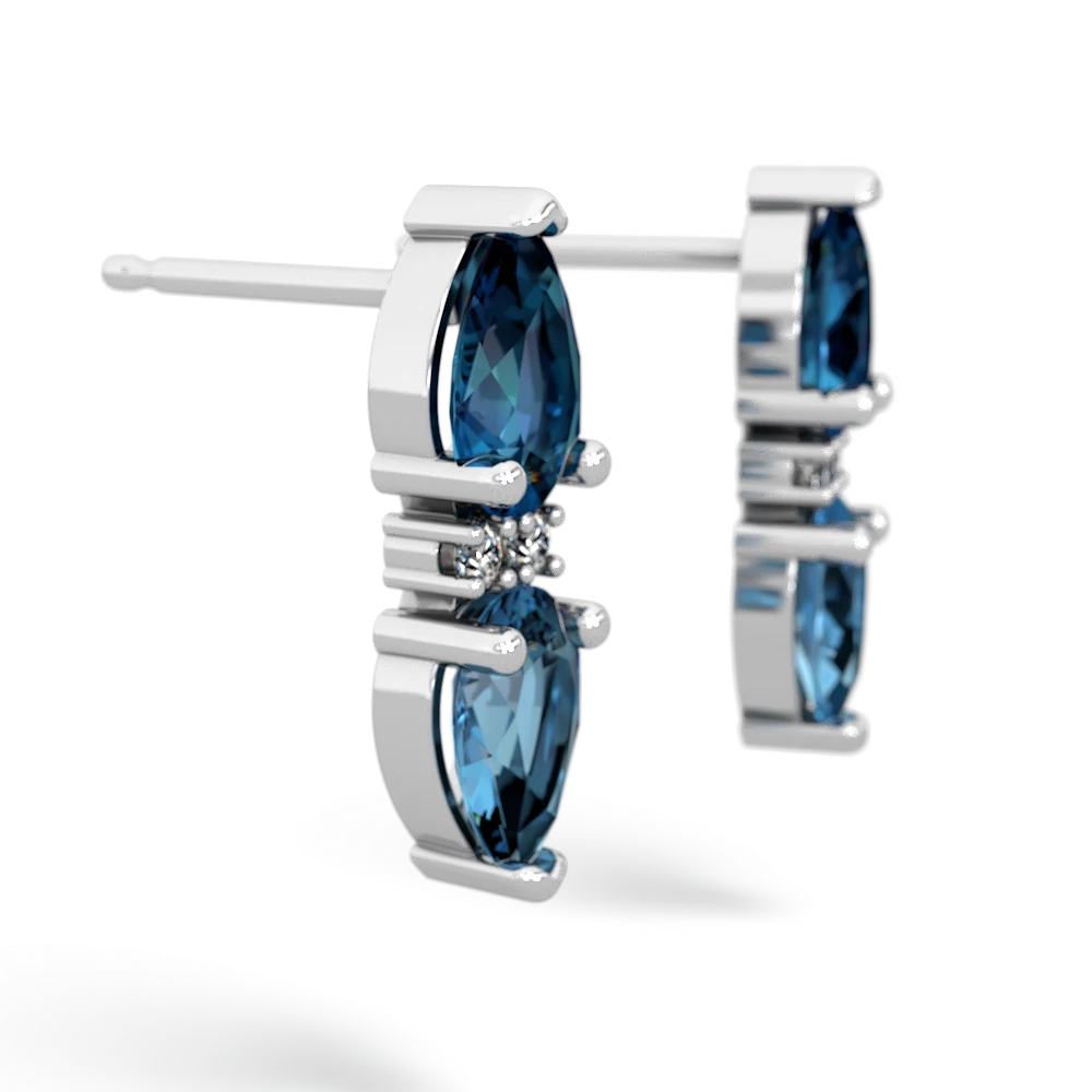 London Topaz Bowtie Drop 14K White Gold earrings E0865