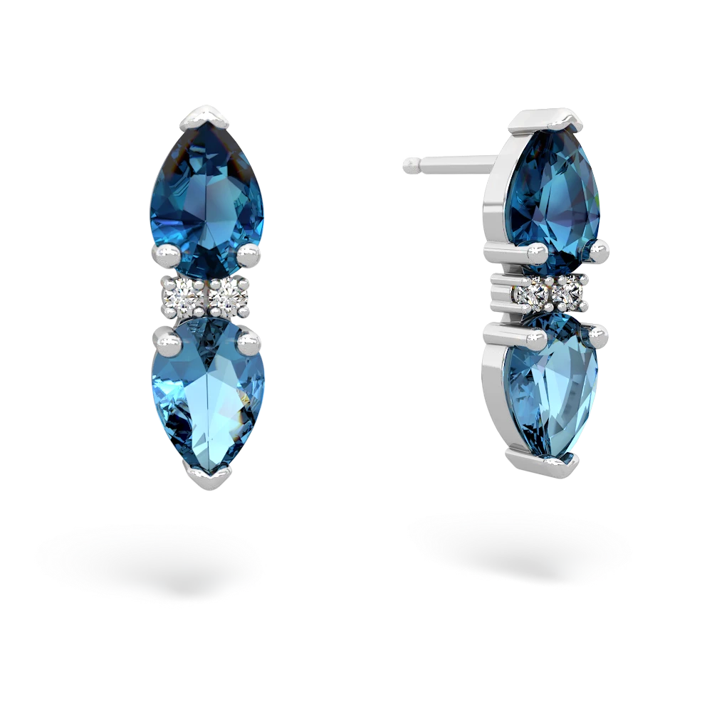 London Topaz Bowtie Drop 14K White Gold earrings E0865