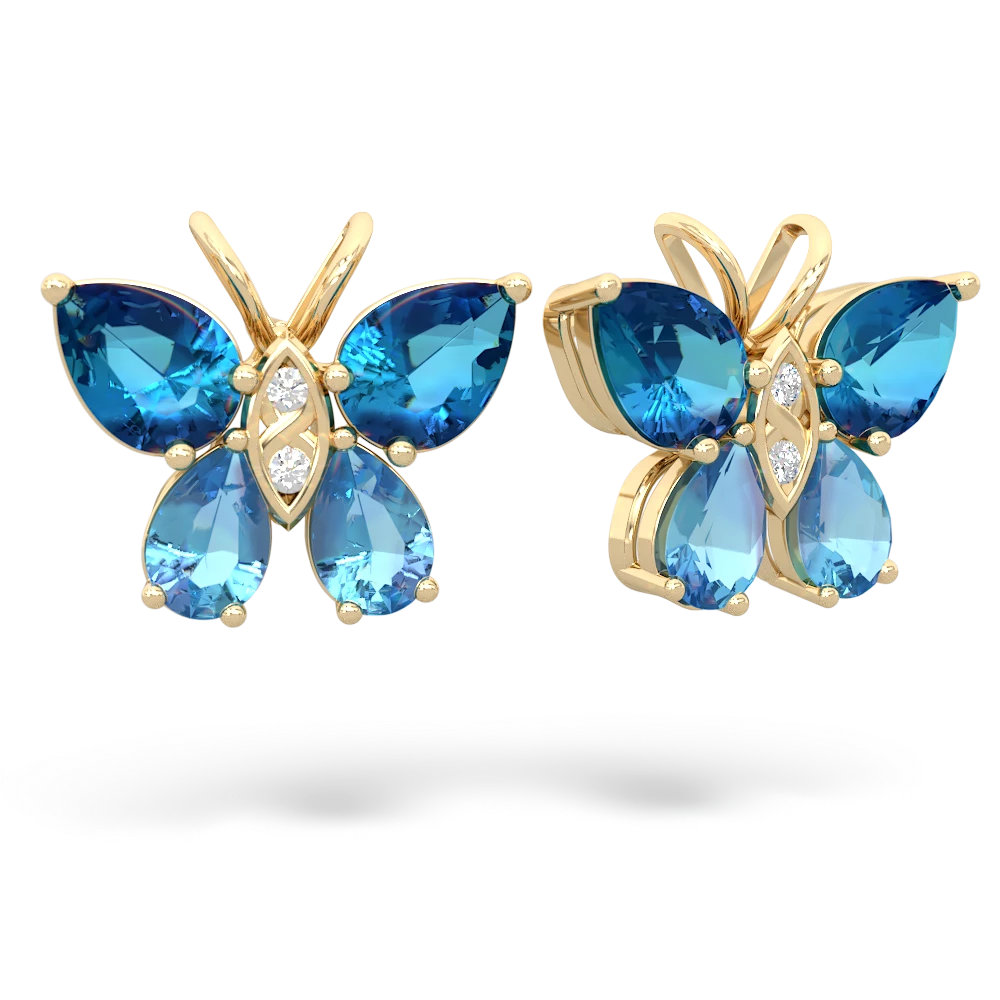 London Topaz Butterfly 14K Yellow Gold earrings E2215