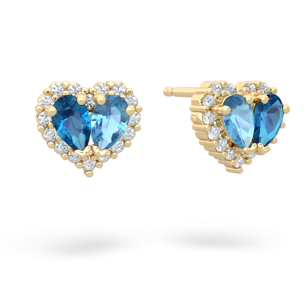 London Topaz Halo 14K Yellow Gold earrings E7008