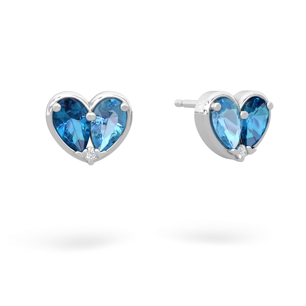 London Topaz 'Our Heart' 14K White Gold earrings E5072