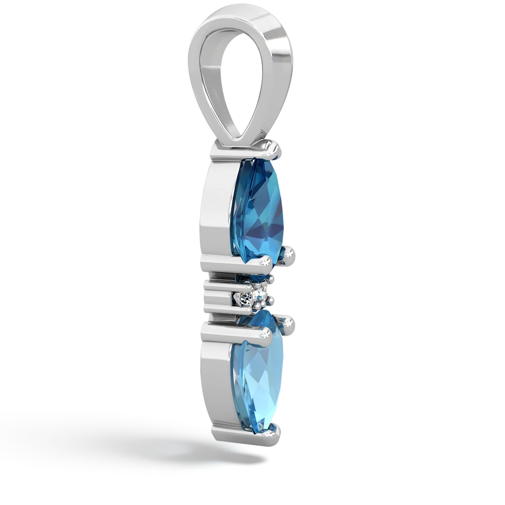 London Topaz Bowtie Drop 14K White Gold pendant P0865