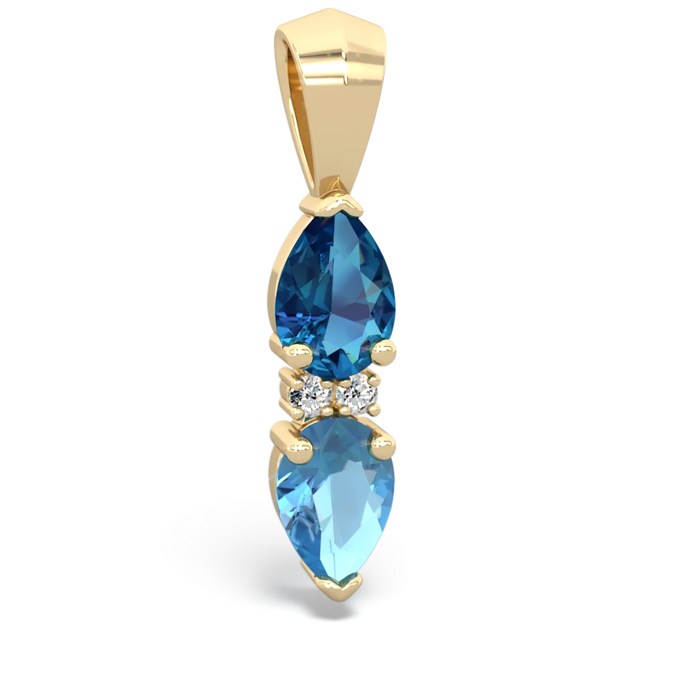 London Topaz Bowtie Drop 14K Yellow Gold pendant P0865