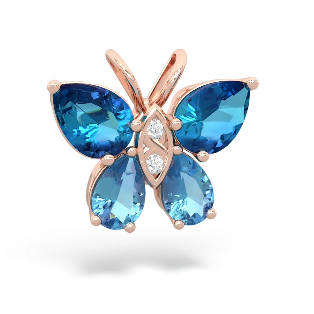 London Topaz Butterfly 14K Rose Gold pendant P2215