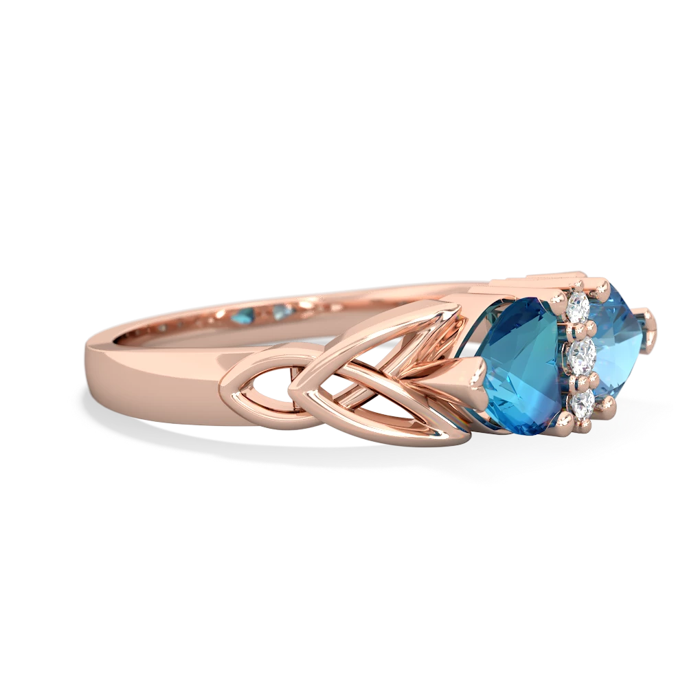 London Topaz Celtic Knot Double Heart 14K Rose Gold ring R5040