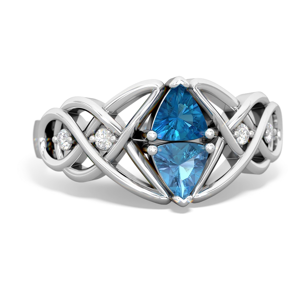 London Topaz Keepsake Celtic Knot 14K White Gold ring R5300