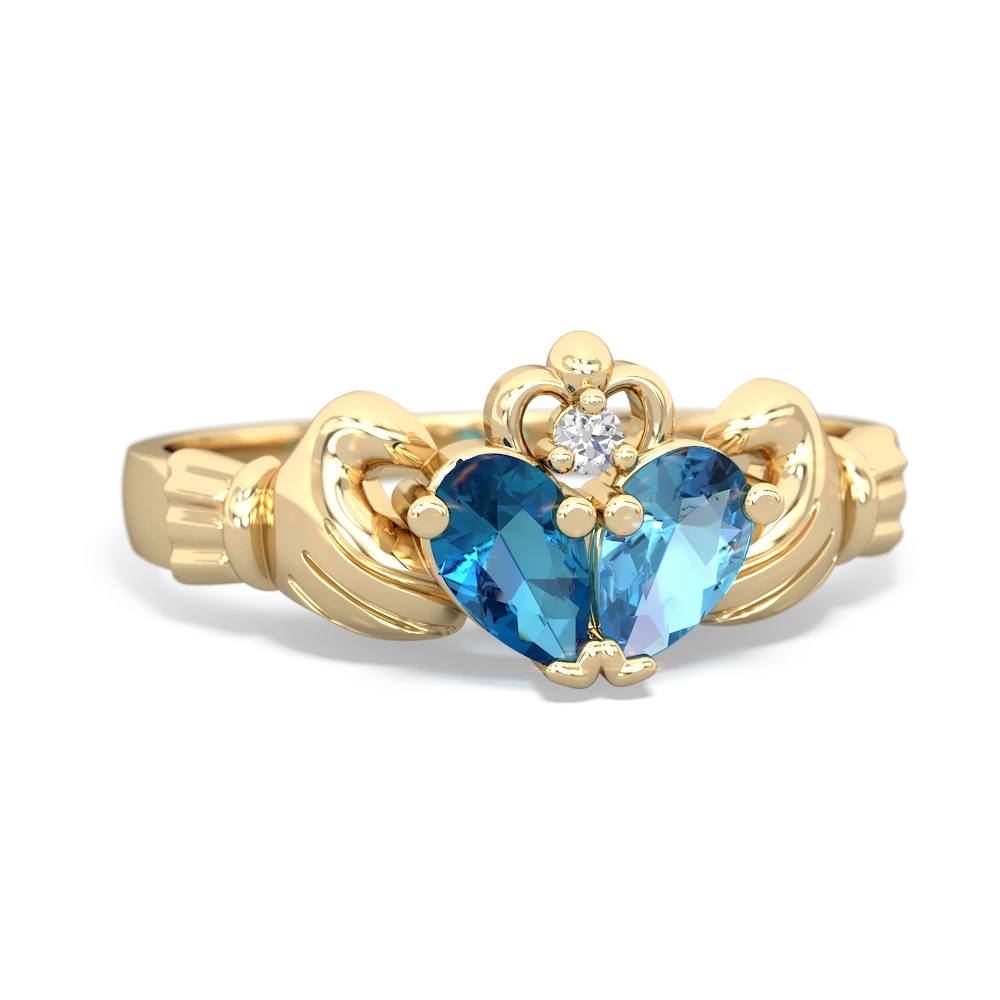 London Topaz 'Our Heart' Claddagh 14K Yellow Gold ring R2388