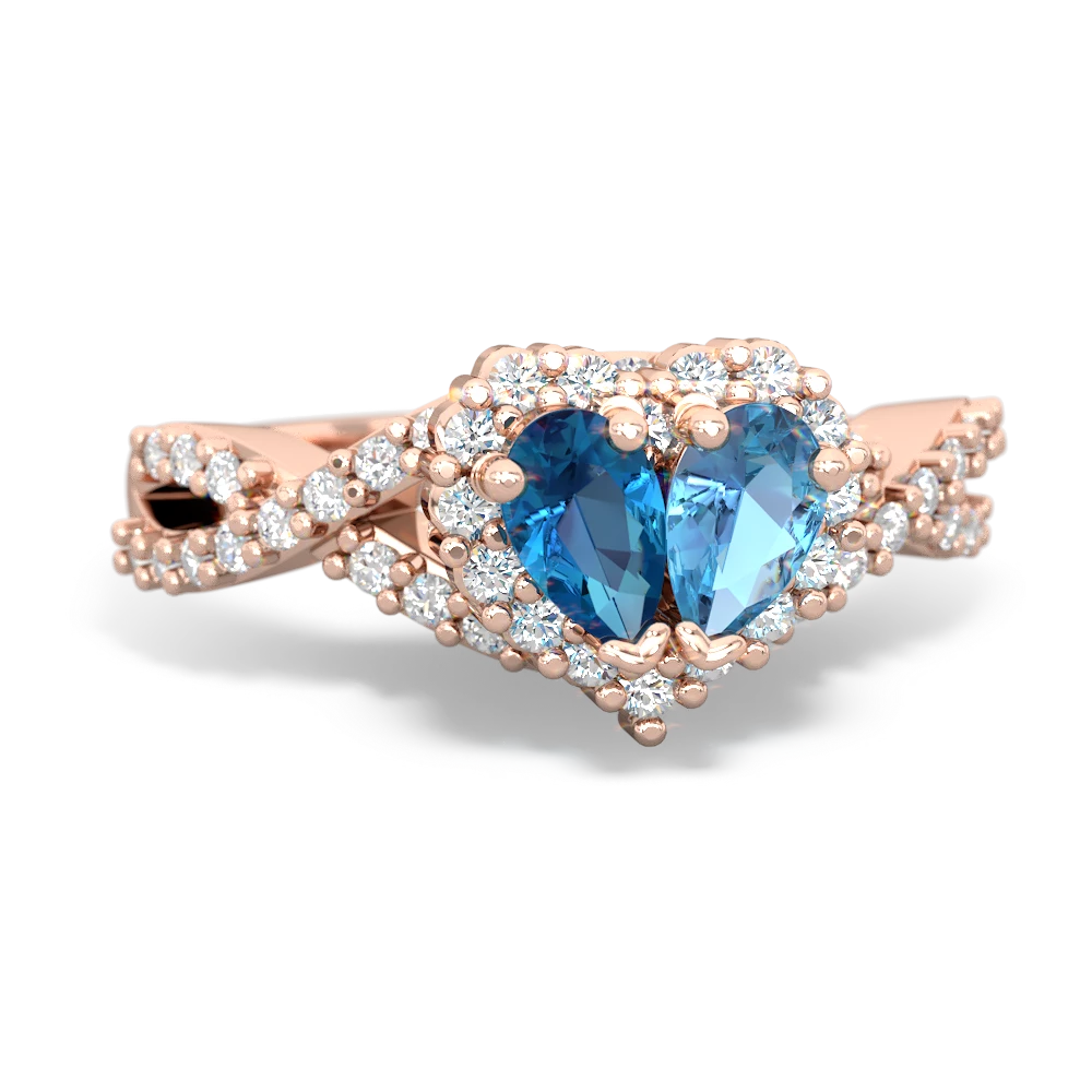 London Topaz Diamond Twist 'One Heart' 14K Rose Gold ring R2640HRT