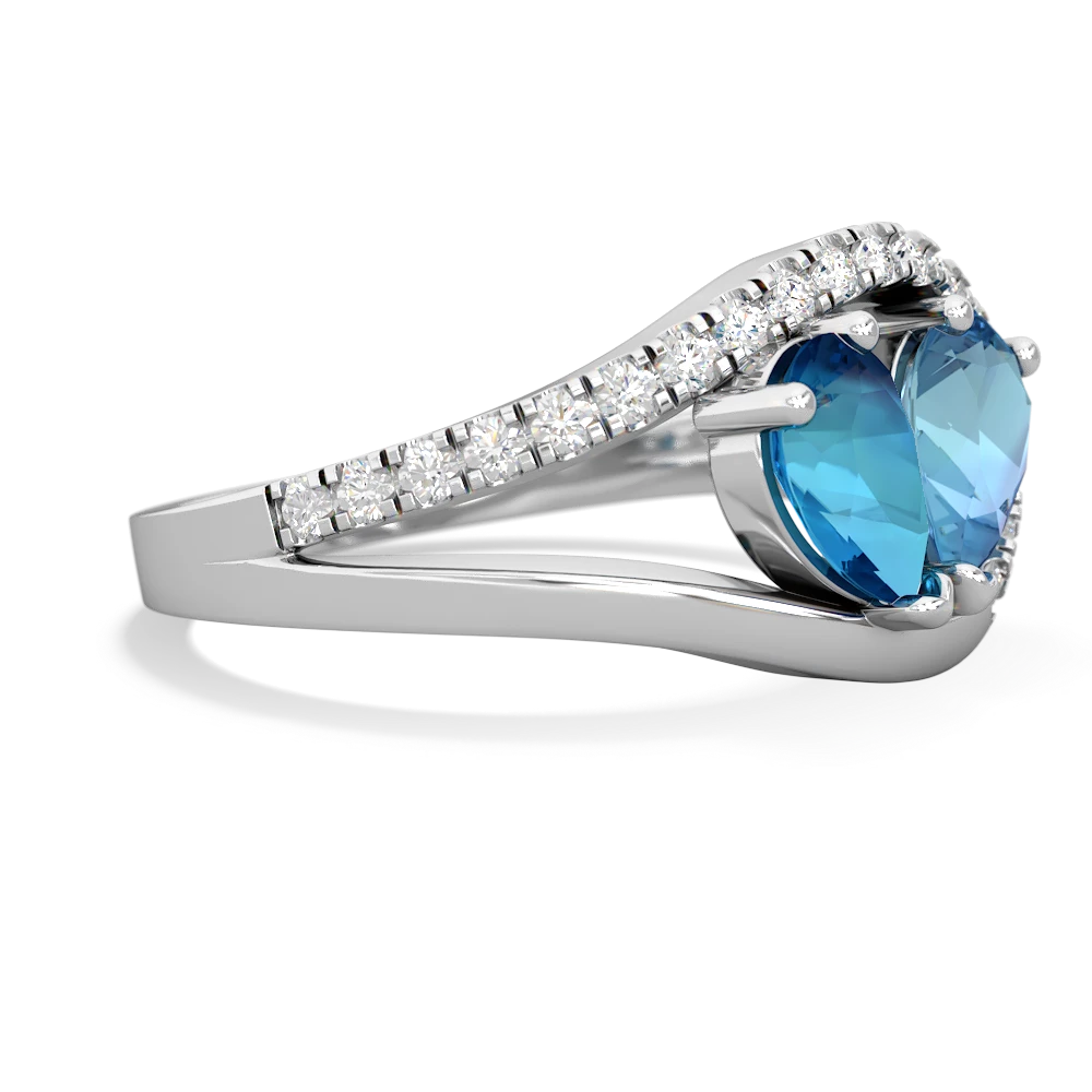 London Topaz Nestled Heart Keepsake 14K White Gold ring R5650