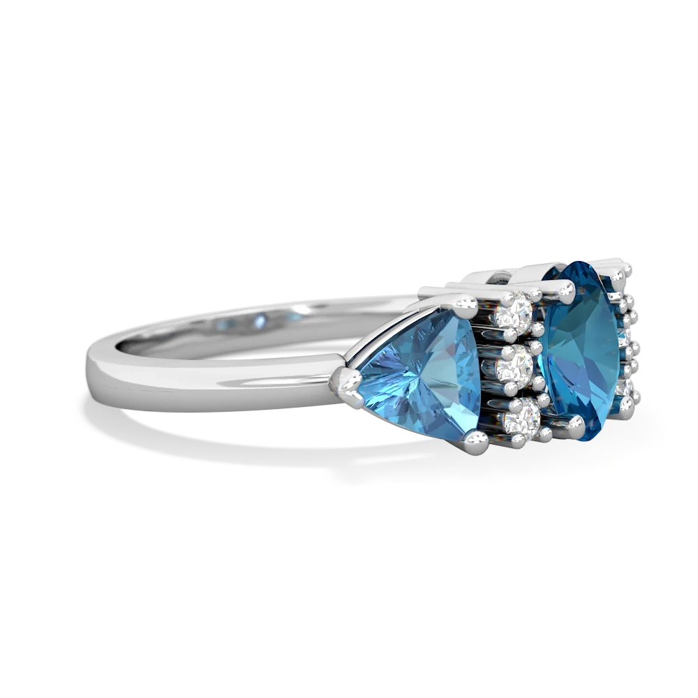 London Topaz Antique Style Three Stone 14K White Gold ring R2186