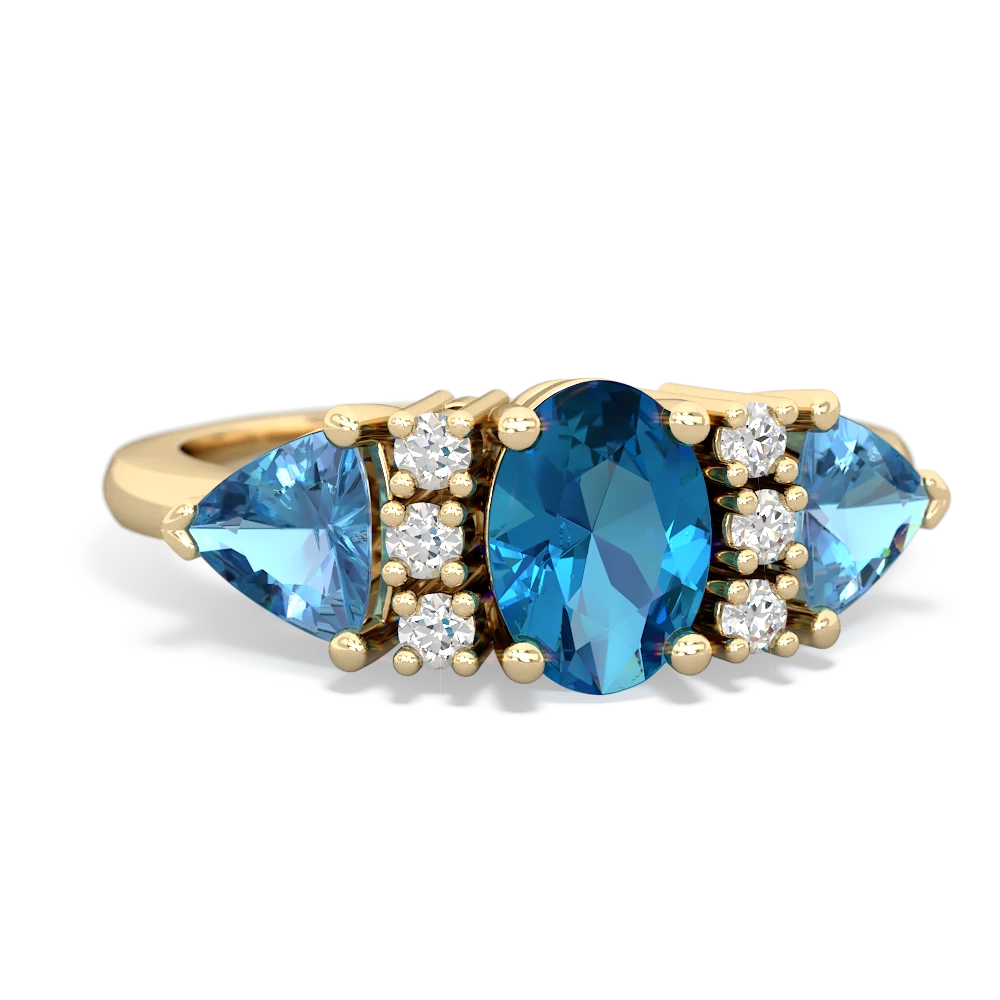 London Topaz Antique Style Three Stone 14K Yellow Gold ring R2186