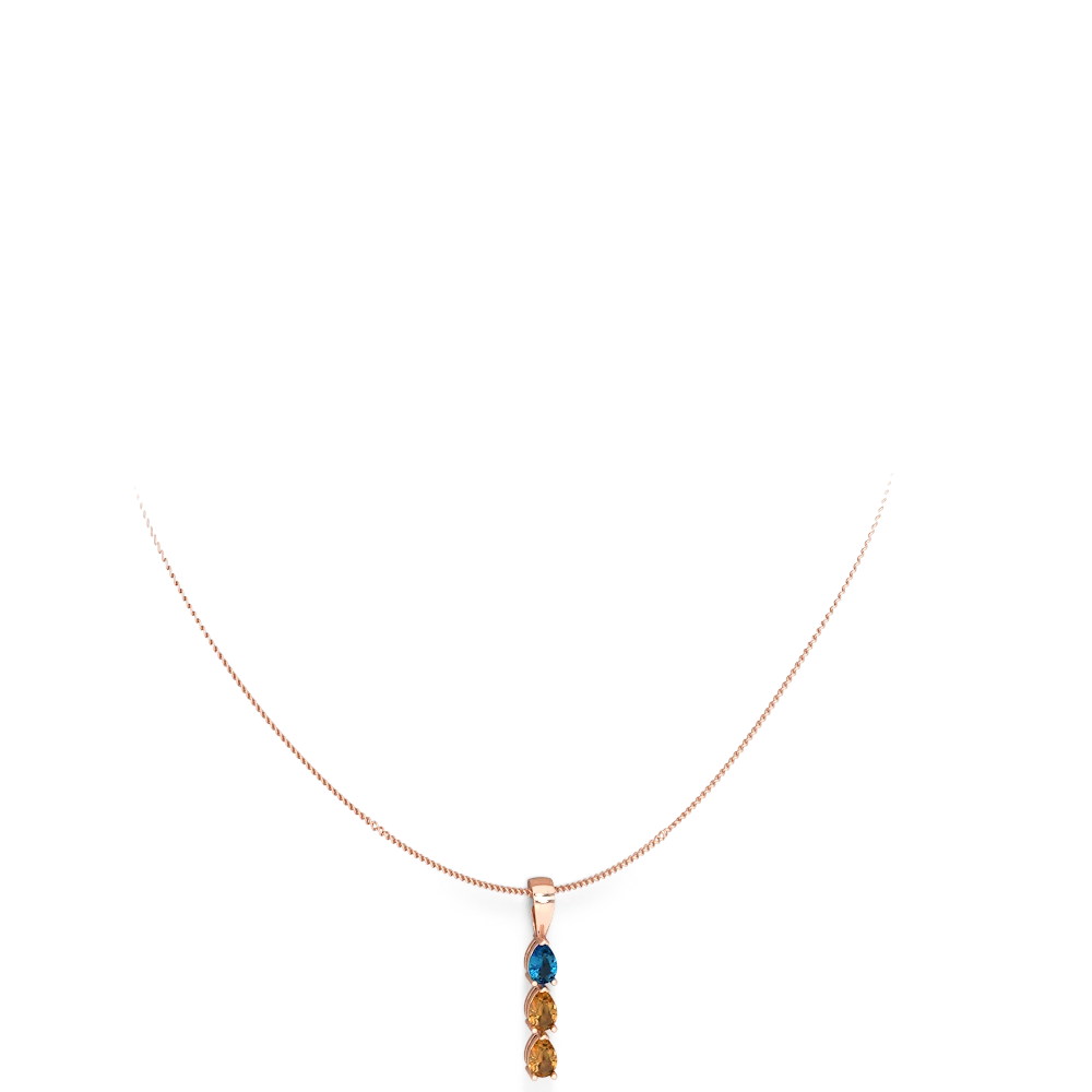 London Topaz Dew Drops 14K Rose Gold pendant P2251