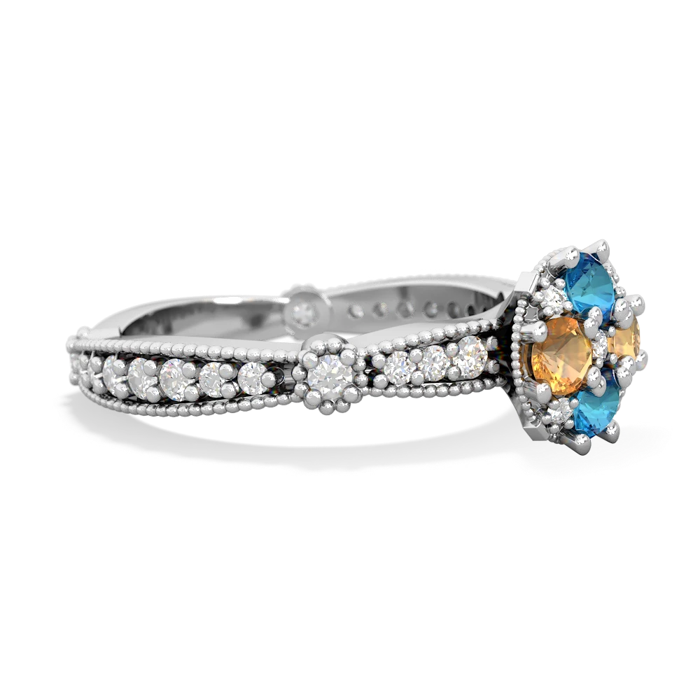 London Topaz Sparkling Tiara Cluster 14K White Gold ring R26293RD