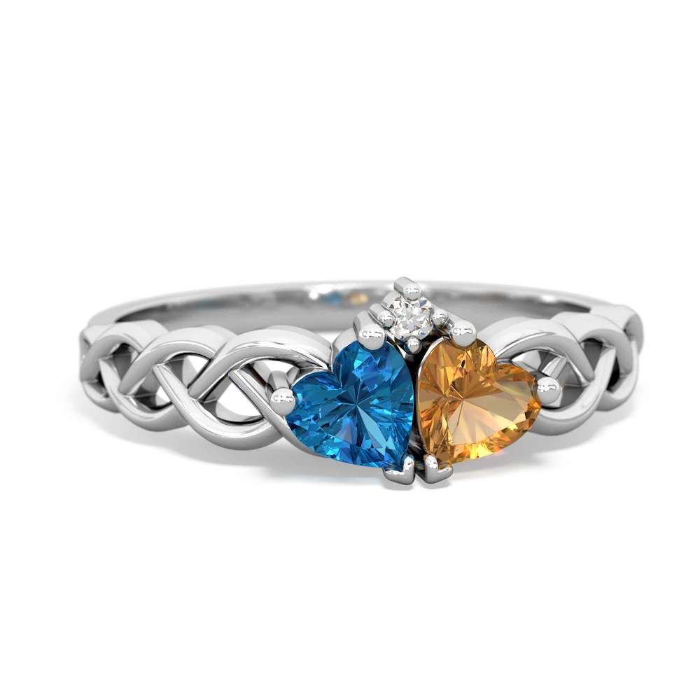 London Topaz Heart To Heart Braid 14K White Gold ring R5870