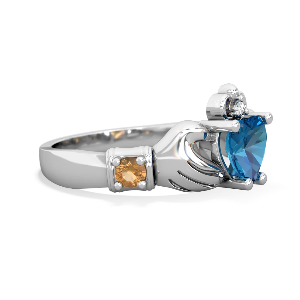 London Topaz Claddagh Keepsake 14K White Gold ring R5245