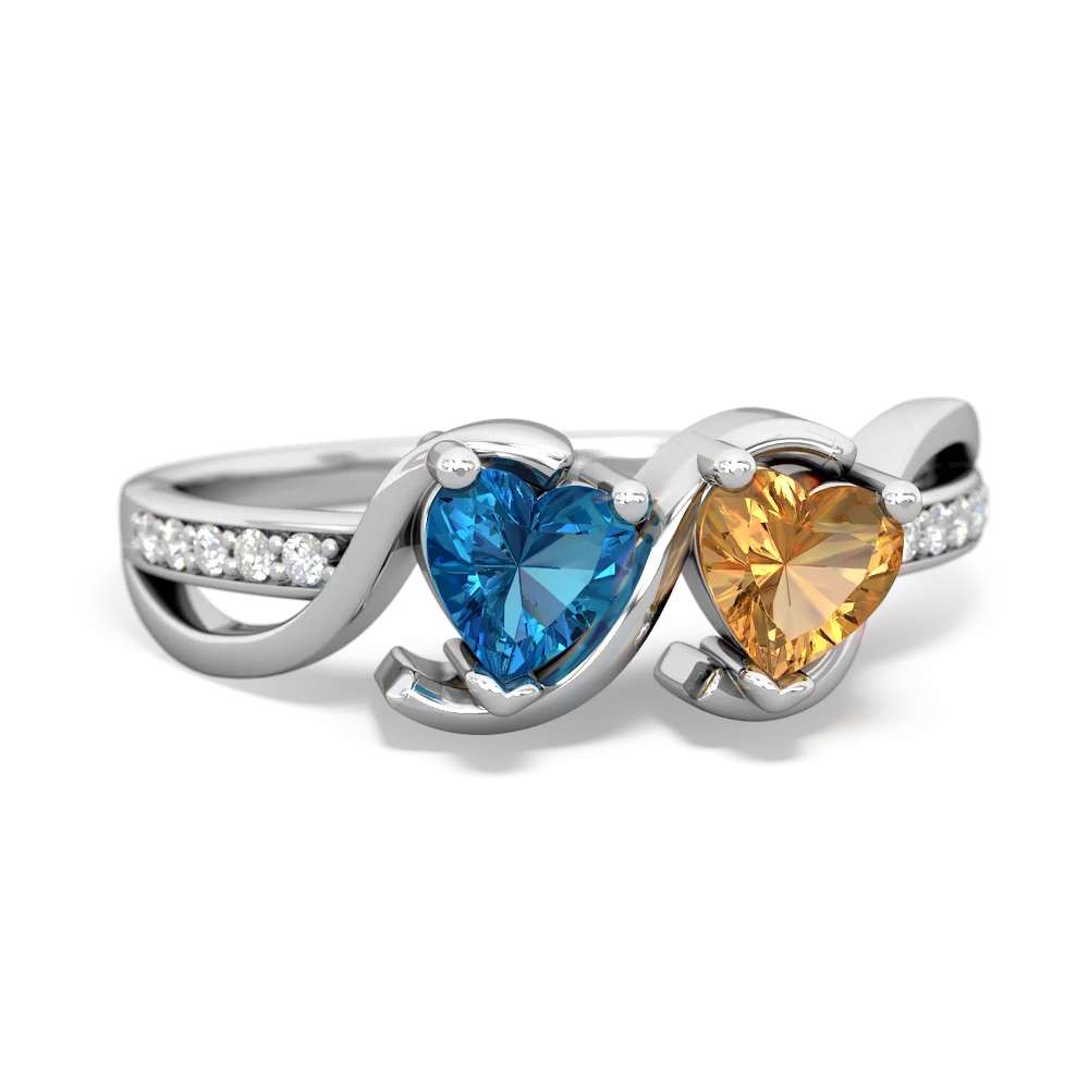 London Topaz Side By Side 14K White Gold ring R3090