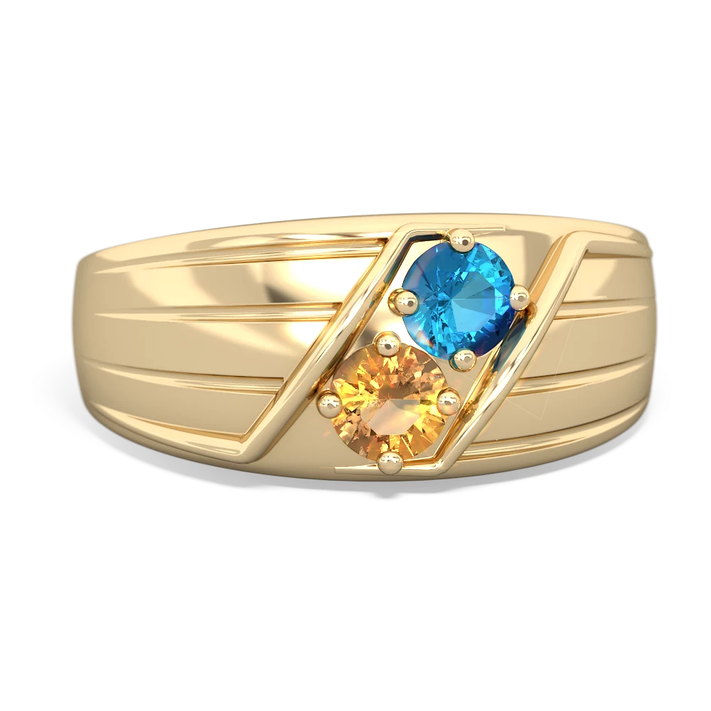 London Topaz Men's Streamline 14K Yellow Gold ring R0460