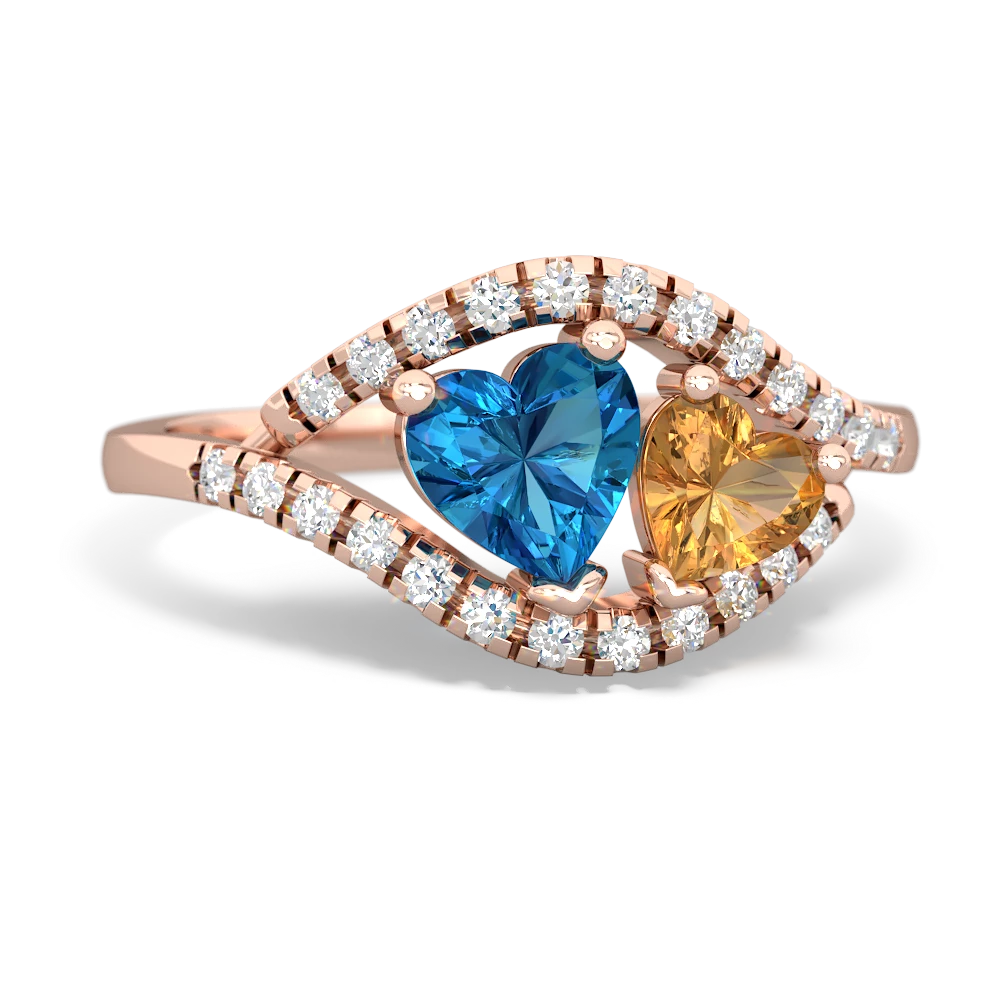 London Topaz Mother And Child 14K Rose Gold ring R3010