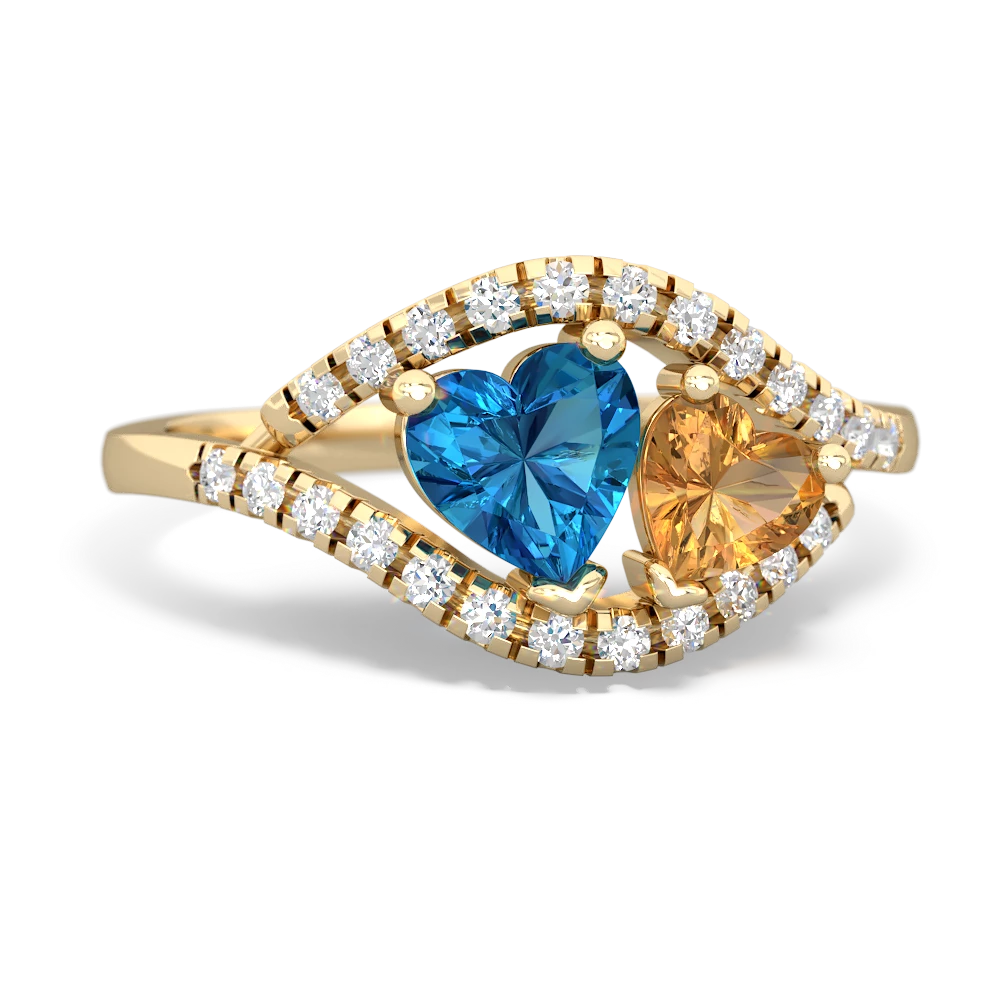 London Topaz Mother And Child 14K Yellow Gold ring R3010