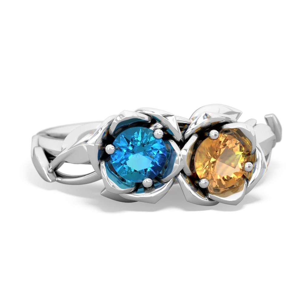 London Topaz Rose Garden 14K White Gold ring R5510