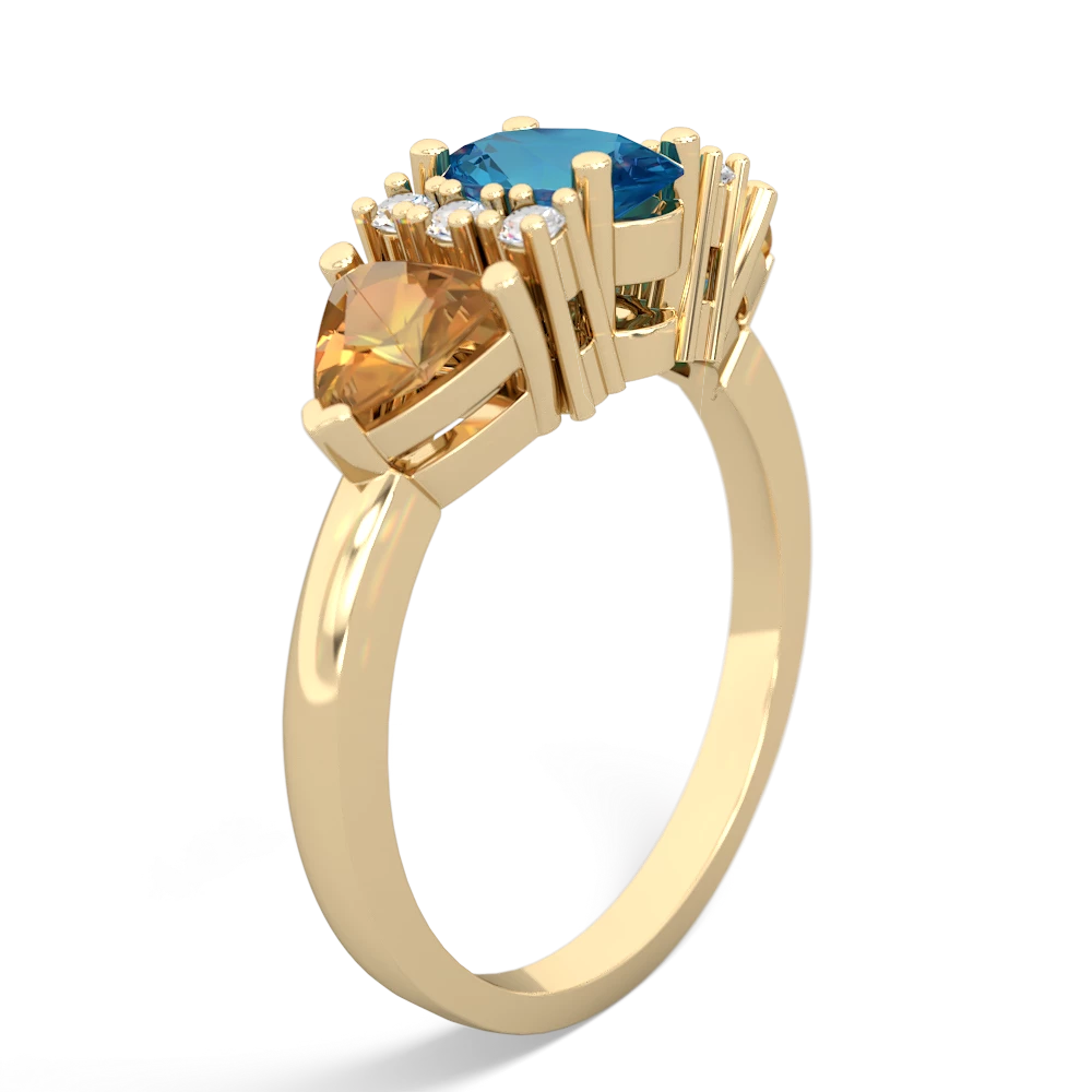 London Topaz Antique Style Three Stone 14K Yellow Gold ring R2186