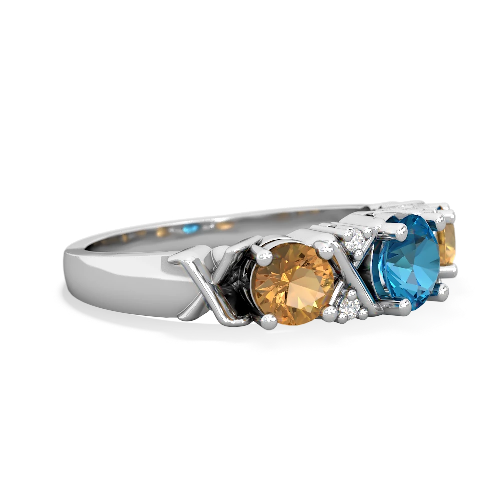 London Topaz Hugs And Kisses 14K White Gold ring R5016