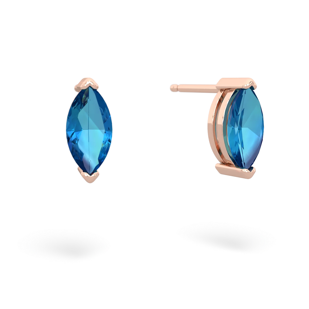 London Topaz 8X4mm Marquise Stud 14K Rose Gold earrings E1701