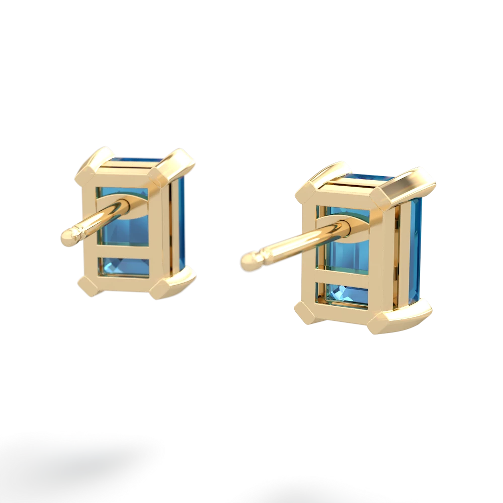 London Topaz 7X5mm Emerald-Cut Stud 14K Yellow Gold earrings E1856