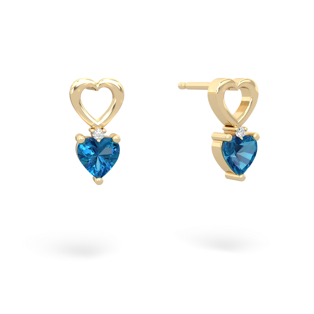 London Topaz Four Hearts 14K Yellow Gold earrings E2558