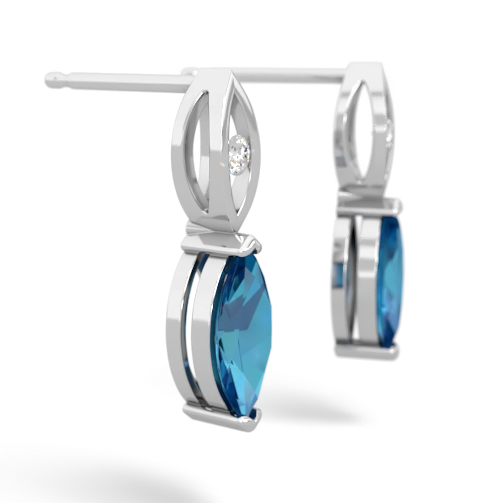 London Topaz Marquise Drop 14K White Gold earrings E5333